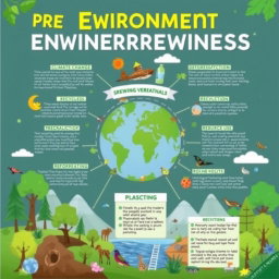 A captivating poster presentation aimed at spreading environmental awareness, focusing on key environmental issues such as climate change, pollution, deforestation, and plastic waste