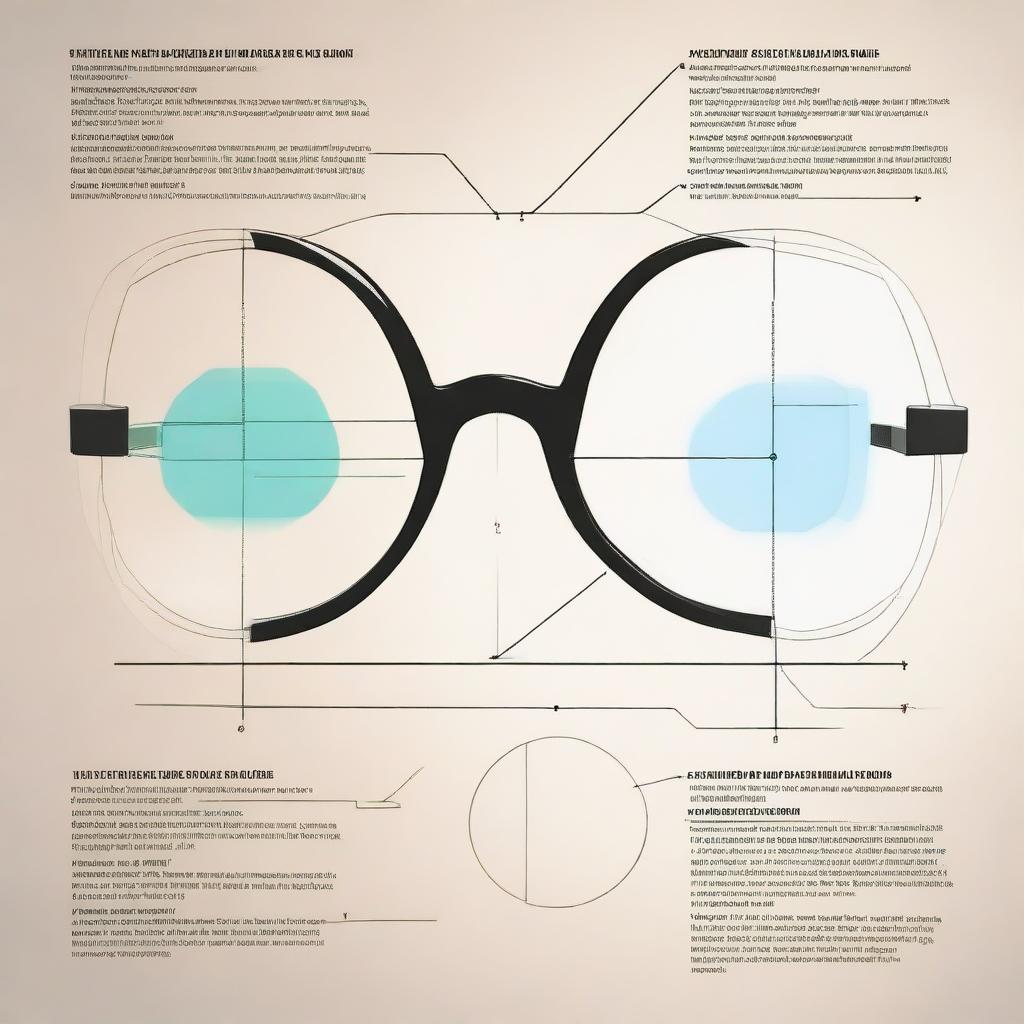 An image showcasing the scientific principles behind optical glasses, demonstrating the concept of refraction, lens shapes, and the human eye perception.