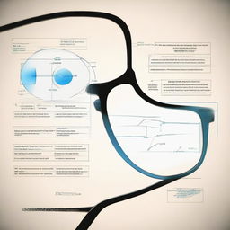 An image showcasing the scientific principles behind optical glasses, demonstrating the concept of refraction, lens shapes, and the human eye perception.