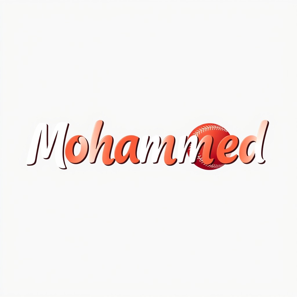 The name 'Mohammed' creatively incorporated with a cricket ball, where the cricket ball replaces the letter 'o', making it visually striking and unique