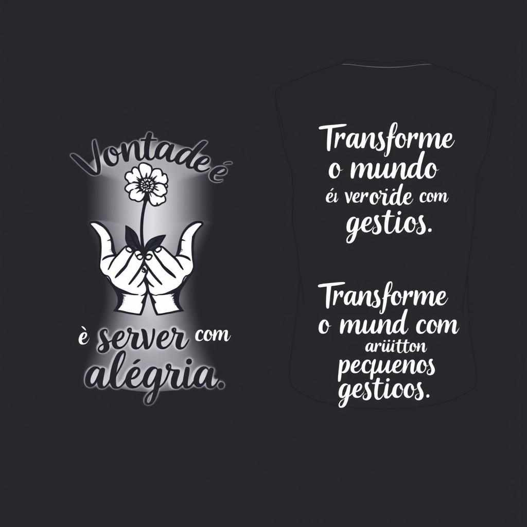 A stylish t-shirt design featuring the words 'Boa Vontade é servir com alegria