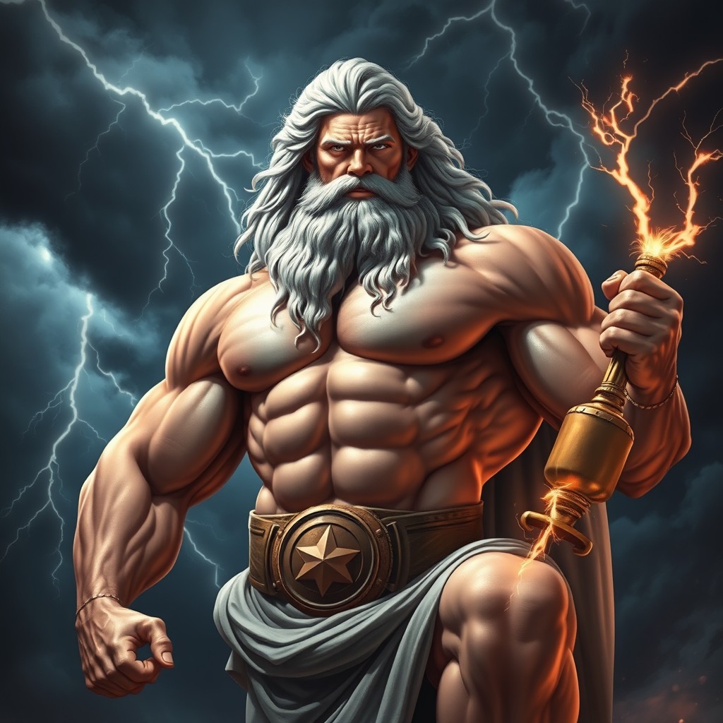 Epic Zeus: The God of Thunder in Dramatic Bodybuilding Form