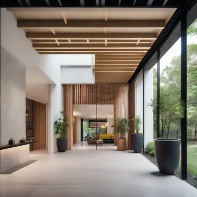 The design of this building incorporates a repartee between modern and traditional elements, creating a visually striking space.