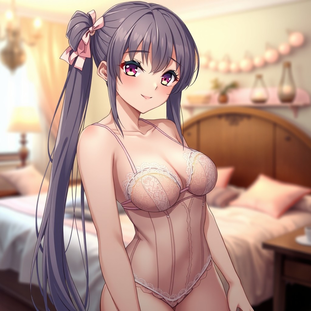 Gorgeous Anime Girl in Elegant Lingerie - A Dreamy Visual Experience
