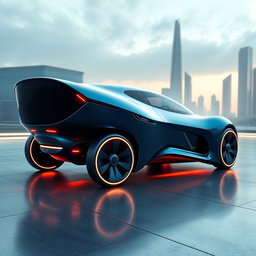 A sleek and futuristic concept car prototype designed for the year 2030