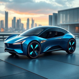 A sleek and futuristic concept car prototype designed for the year 2030