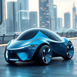 A sleek and futuristic concept car prototype designed for the year 2030