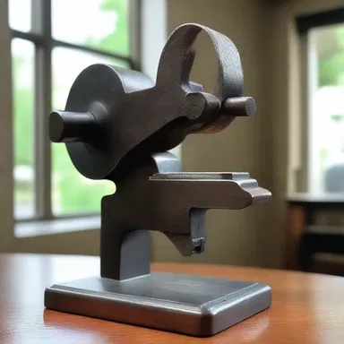 The artist used the machinist's vise as the subject of a stunning sculpture, highlighting the beauty in its functional design.