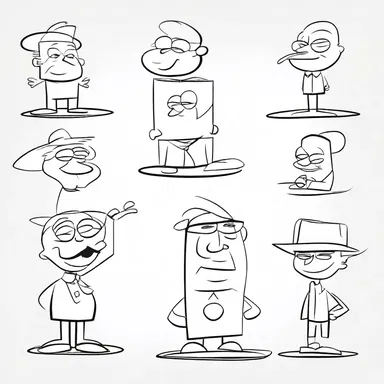 The characters in the cartoon were drawn with rectilinear features to give a modern and simplistic look.
