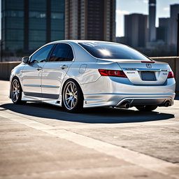 A highly detailed and dynamic image of a 2006 Honda Accord with four doors, featuring custom modifications