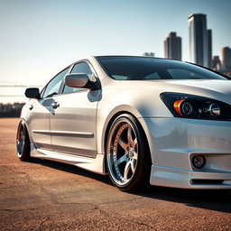 A highly detailed and dynamic image of a 2006 Honda Accord with four doors, featuring custom modifications