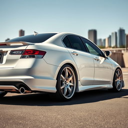 A highly detailed and dynamic image of a 2006 Honda Accord with four doors, featuring custom modifications