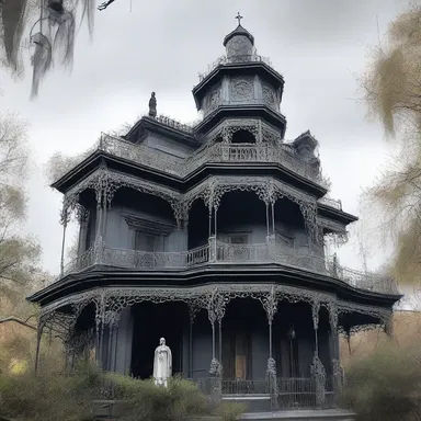 The haunted mansion was bedight with cobwebs and ghostly decorations, creating a truly terrifying atmosphere.
