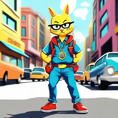 The cartoon character always bedights his outfit with bright colors and flashy accessories to stand out from the crowd.