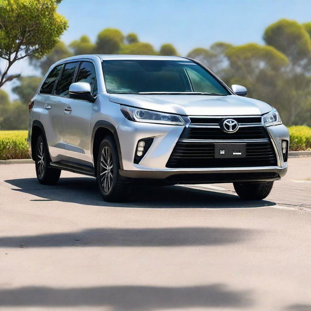 A silver Toyota Xli car with a custom 'BOY' number plate. The car is parked against a clear, sunny day backdrop.