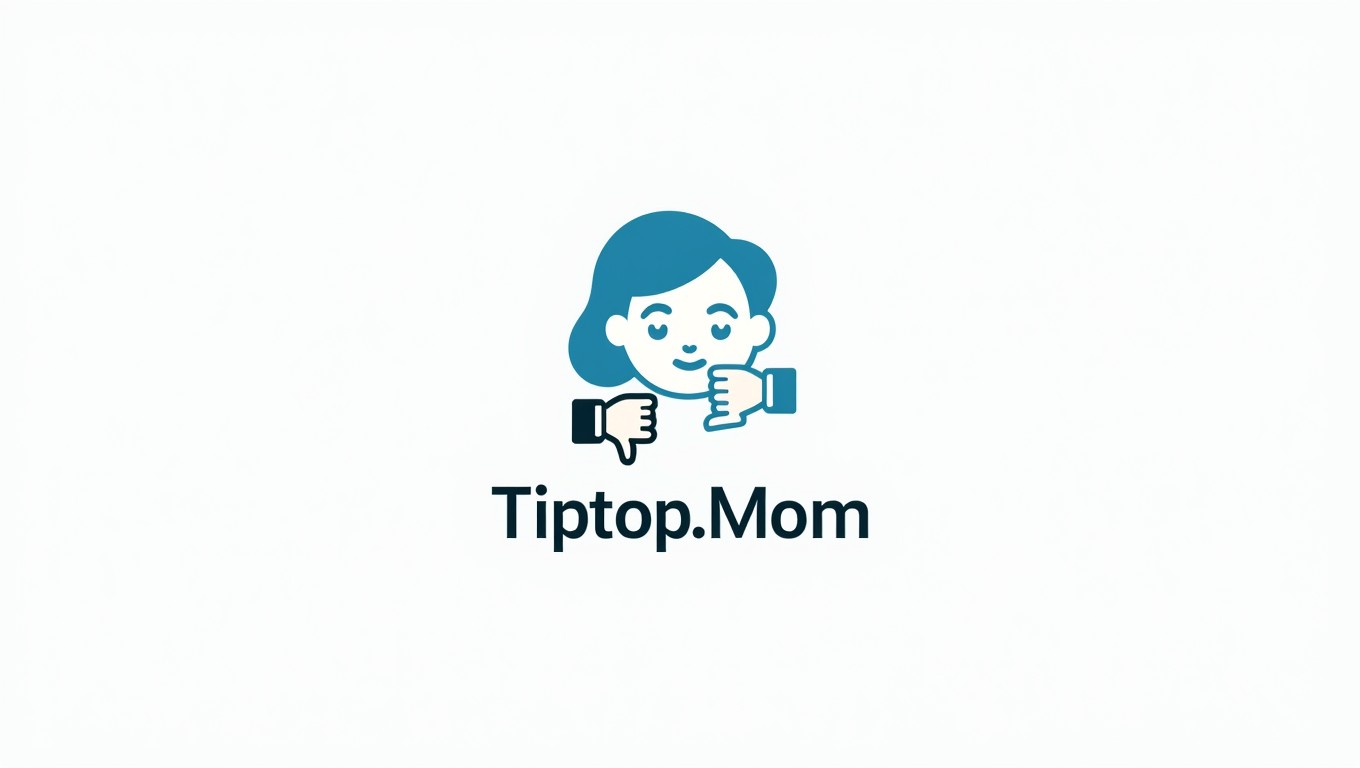 A minimalistic logo design featuring a stylized face of a mother, expressing a thumbs up and a thumbs down reaction to symbolize feedback or evaluation