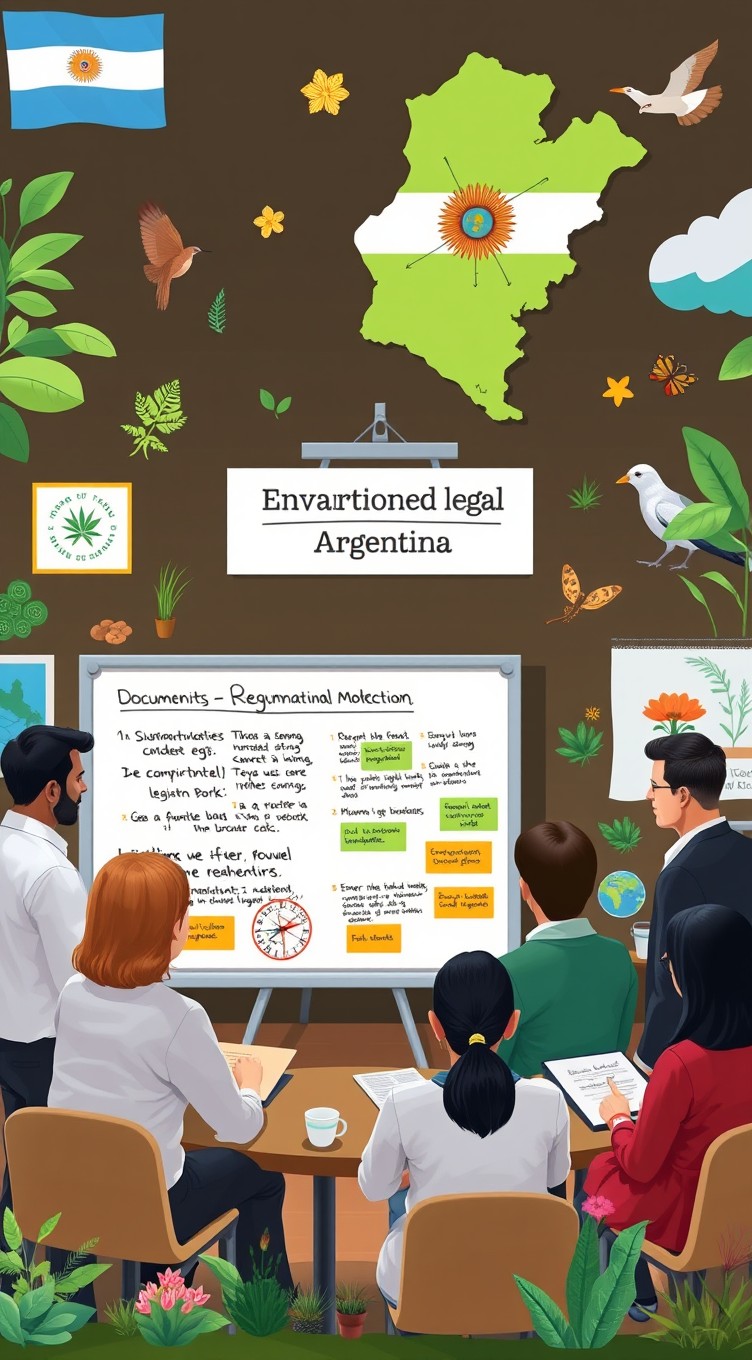 An educational scene illustrating the environmental legal framework of Argentina
