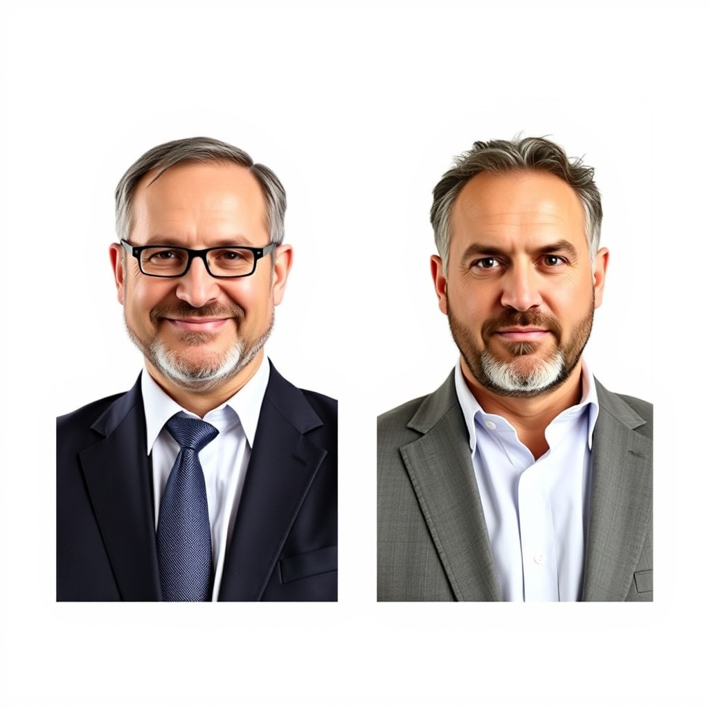 Head and shoulder portraits of Israeli politicians Bezalel Smotrich and Itamar Ben-Gvir, each in their own frame, looking very conceited