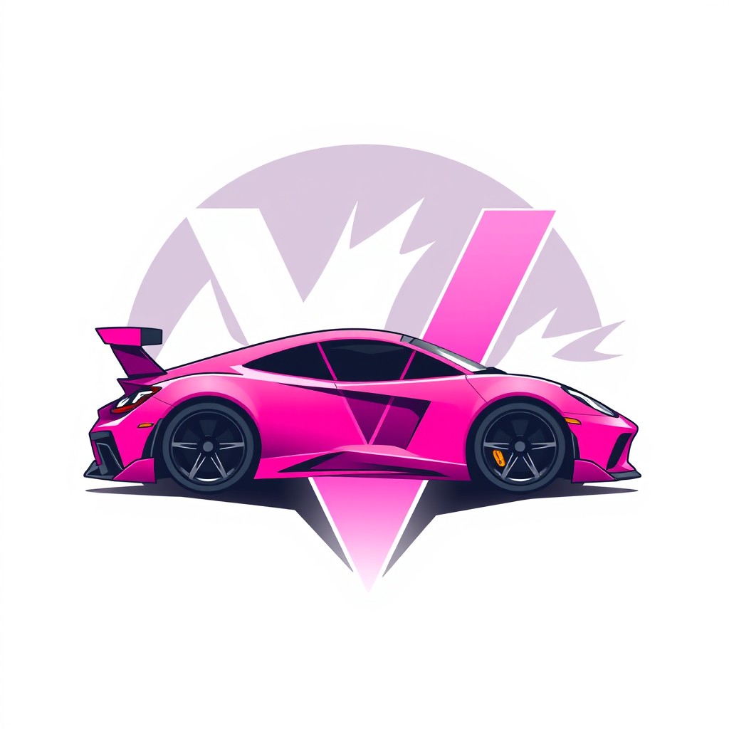 Innovative 'V' Logo Design with Super Sports Car Silhouette