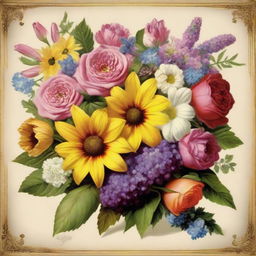 A vibrant bouquet of various flowers, framed by the verse 'Do not be anxious about anything, but in everything by prayer and supplication with thanksgiving let your requests be made known to God.'