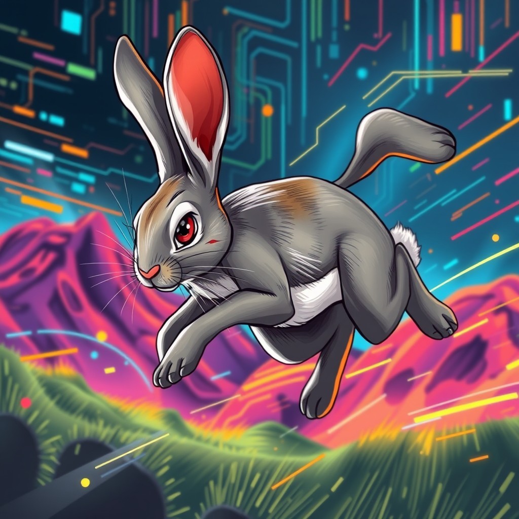 Dynamic Grey Rabbit: A Leap into Futuristic Freedom