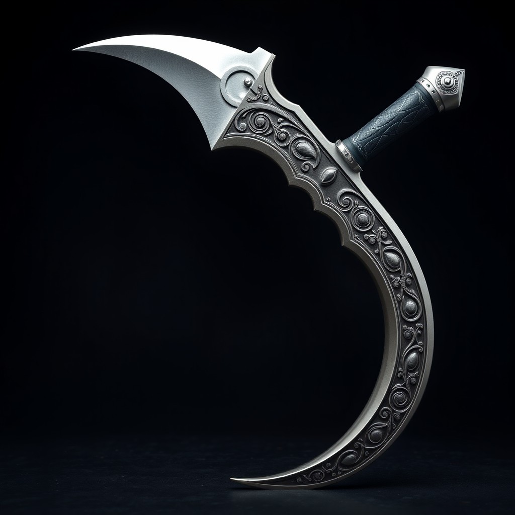 A sophisticated weapon that resembles a sickle with a beautifully designed handle