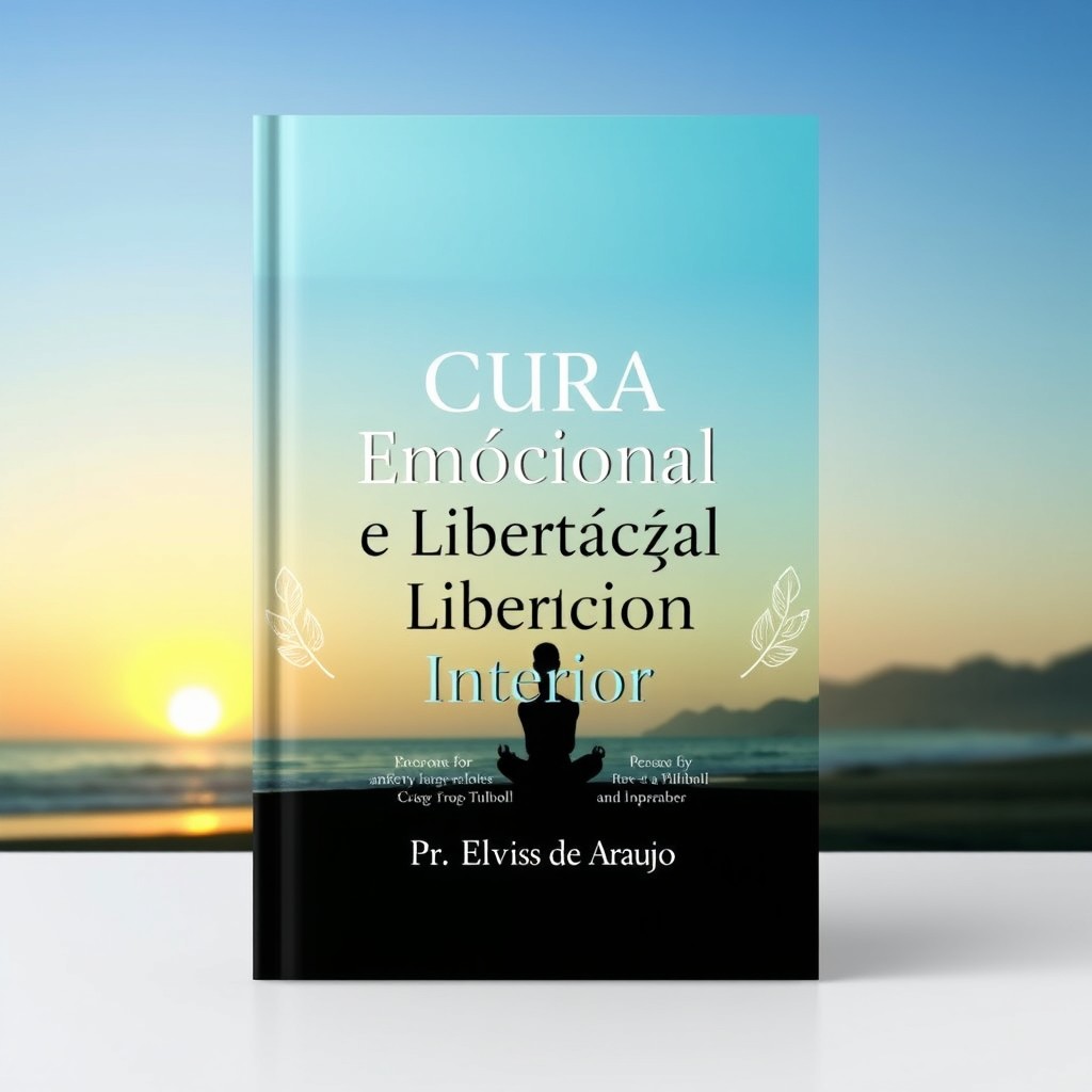 A calming and welcoming book cover design for 'Cura Emocional e Libertação Interior' by Pr