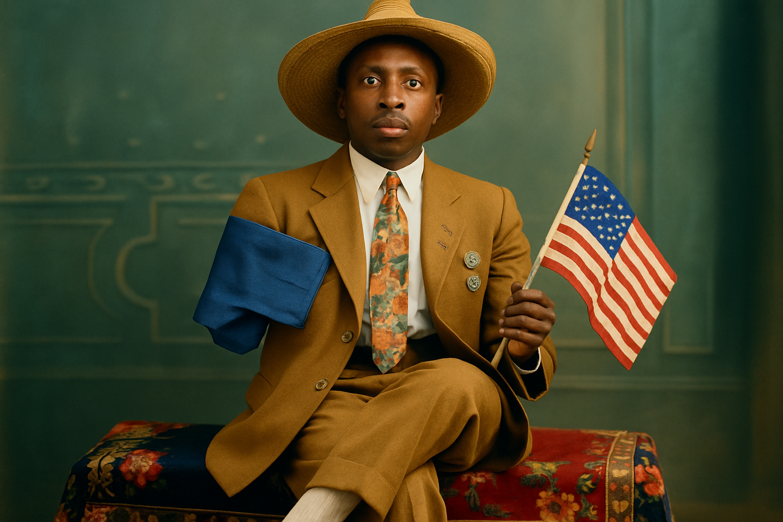 Make a colored photograph of this man