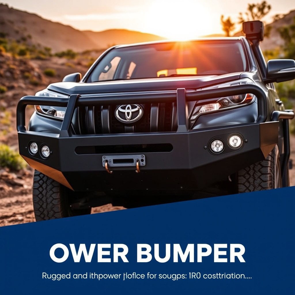 A rugged and robust power bumper specifically designed for a Toyota Prado 120, showcasing its powerful off-road capabilities