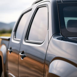 A close-up view of a 2005 Colorado truck, prominently displaying its sleek black exterior with a shiny finish