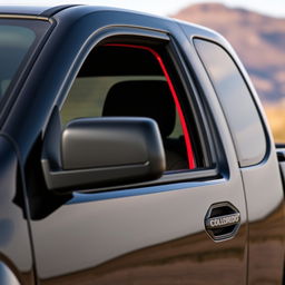 A close-up view of a 2005 Colorado truck, prominently displaying its sleek black exterior with a shiny finish