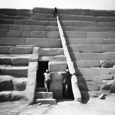 During the construction of the ancient pyramids, workers had to carefully ascend the perpendicular sides using ramps.