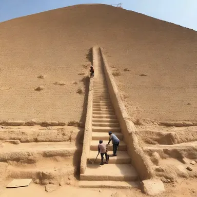 During the construction of the ancient pyramids, workers had to carefully ascend the perpendicular sides using ramps.