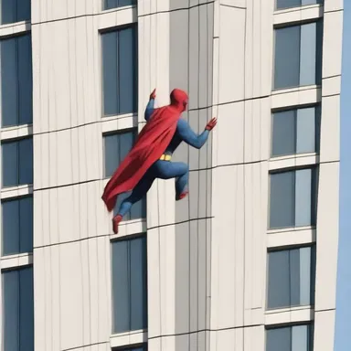 The superhero effortlessly climbed the perpendicular wall of a skyscraper to rescue the trapped civilians.
