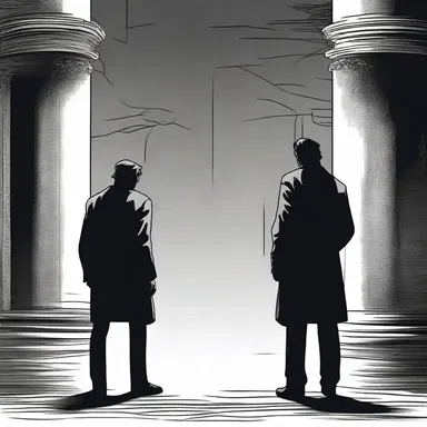 In the classic novel, the protagonist and antagonist finally confront each other in a dramatic showdown at the perpendicular crossroads.