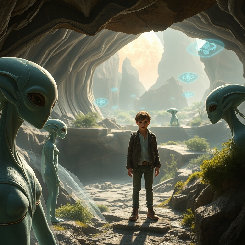 A futuristic scene set in a post-apocalyptic world where the Earth has been ravaged by a cosmic cataclysm