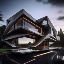 An 8K resolution, 1080HP picture quality embodiment of a revolutionary, 'Z' shaped mansion. Constructed with sharp architectural lines using silver, black carbon fibre and glass, this vision exudes modern sophistication and luxury.