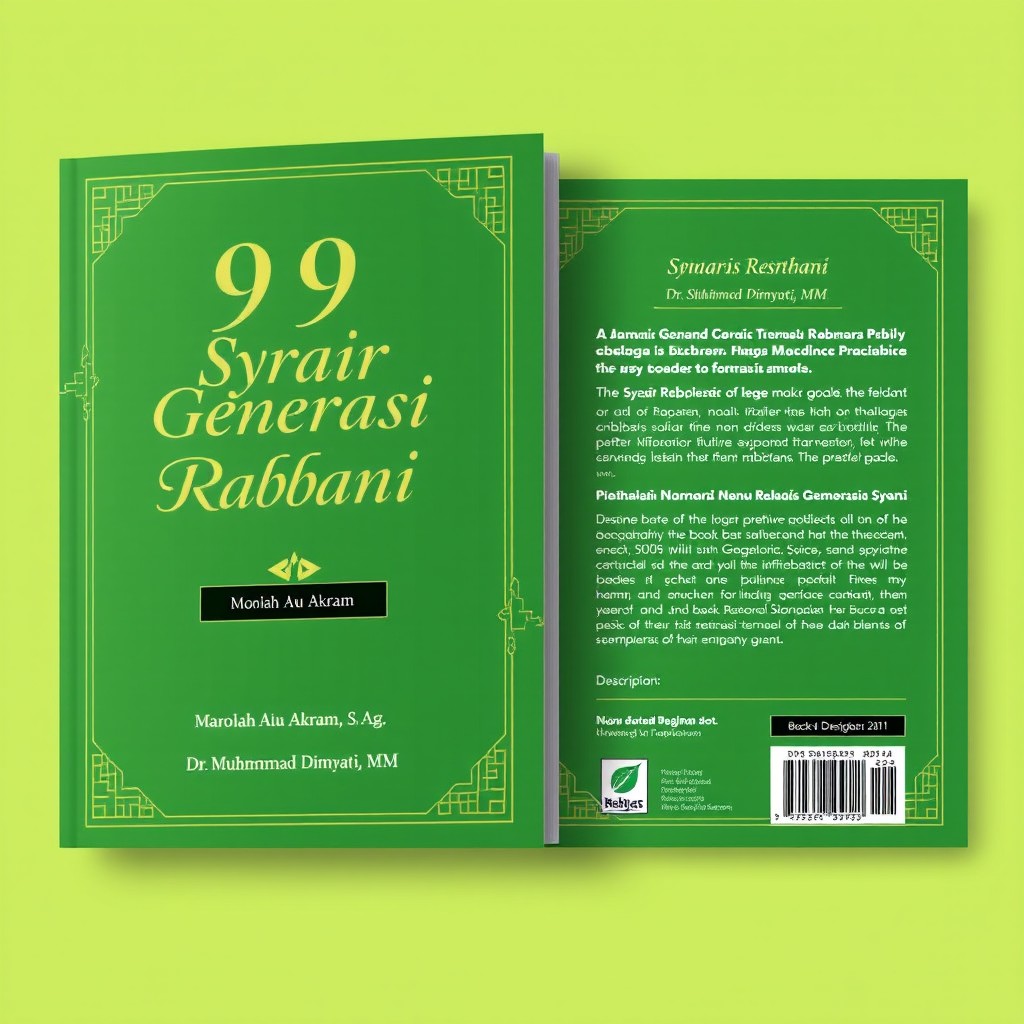 Buku cover design for "99 Syair Generasi Rabbani" featuring a vibrant green background