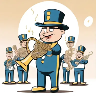 In the cartoon, the character played a brass instrument in the marching band.