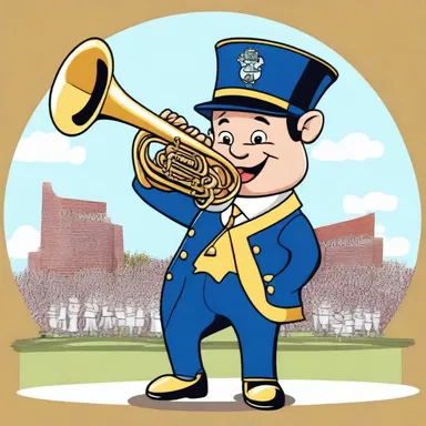 In the cartoon, the character played a brass instrument in the marching band.