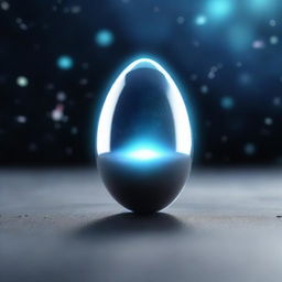 A high quality 3D render of a glass egg levitating in the expanse of space