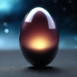 A high quality 3D render of a glass egg levitating in the expanse of space