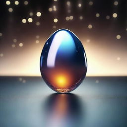 A high quality 3D render of a glass egg levitating in the expanse of space