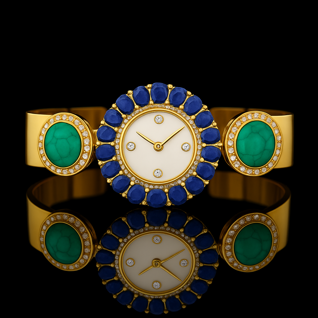 add rhinestone/diamond at clock numbers; 12, 3, 6 and 9.