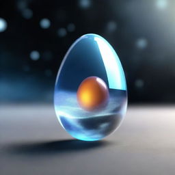 A high quality 3D render of a glass egg levitating in the expanse of space