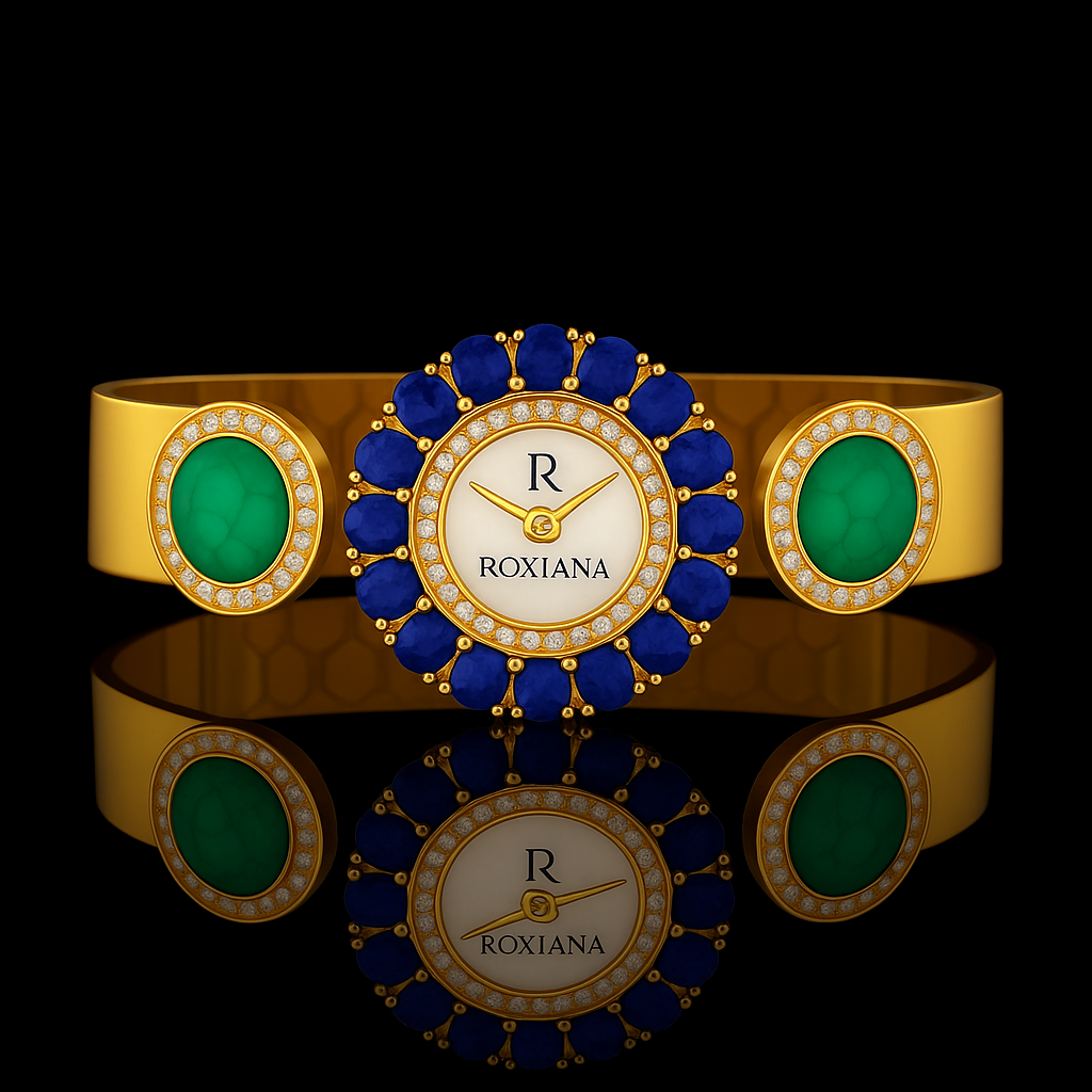 Can you add brand name ROXIANA and Logo on the top of the main dail inside the watch. Create very stylish, elegant brand name and logo please.