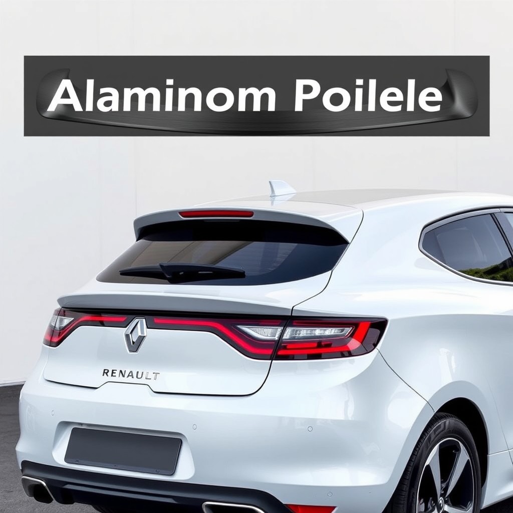 A stylish aluminum spoiler designed for a Renault Megane Classic 2, showcasing a sleek aerodynamic shape and polished texture that highlights its modern features