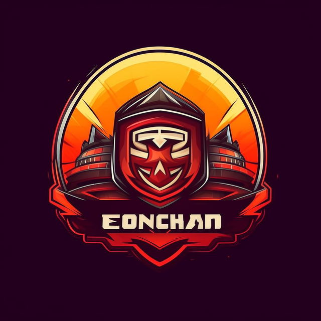Design an e-sports team logo for 'Yanchar TM', an Efootball mobile gaming team. Enhance its seriousness as an online gaming club, featuring stylistic elements like a football stadium or a football in the backdrop