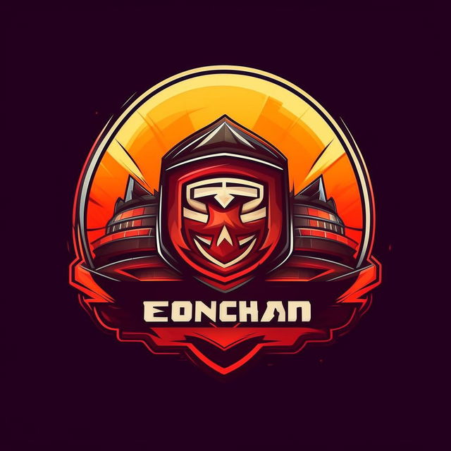 Design an e-sports team logo for 'Yanchar TM', an Efootball mobile gaming team. Enhance its seriousness as an online gaming club, featuring stylistic elements like a football stadium or a football in the backdrop