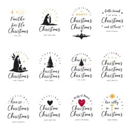 A collection of 12 modern Christian Christmas T-shirt and sweatshirt designs showcasing aesthetic and minimalist styles, celebrating holiday warmth and faith